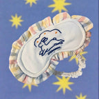 Embroidered Bunny Eye Mask with Plaid Ruffle