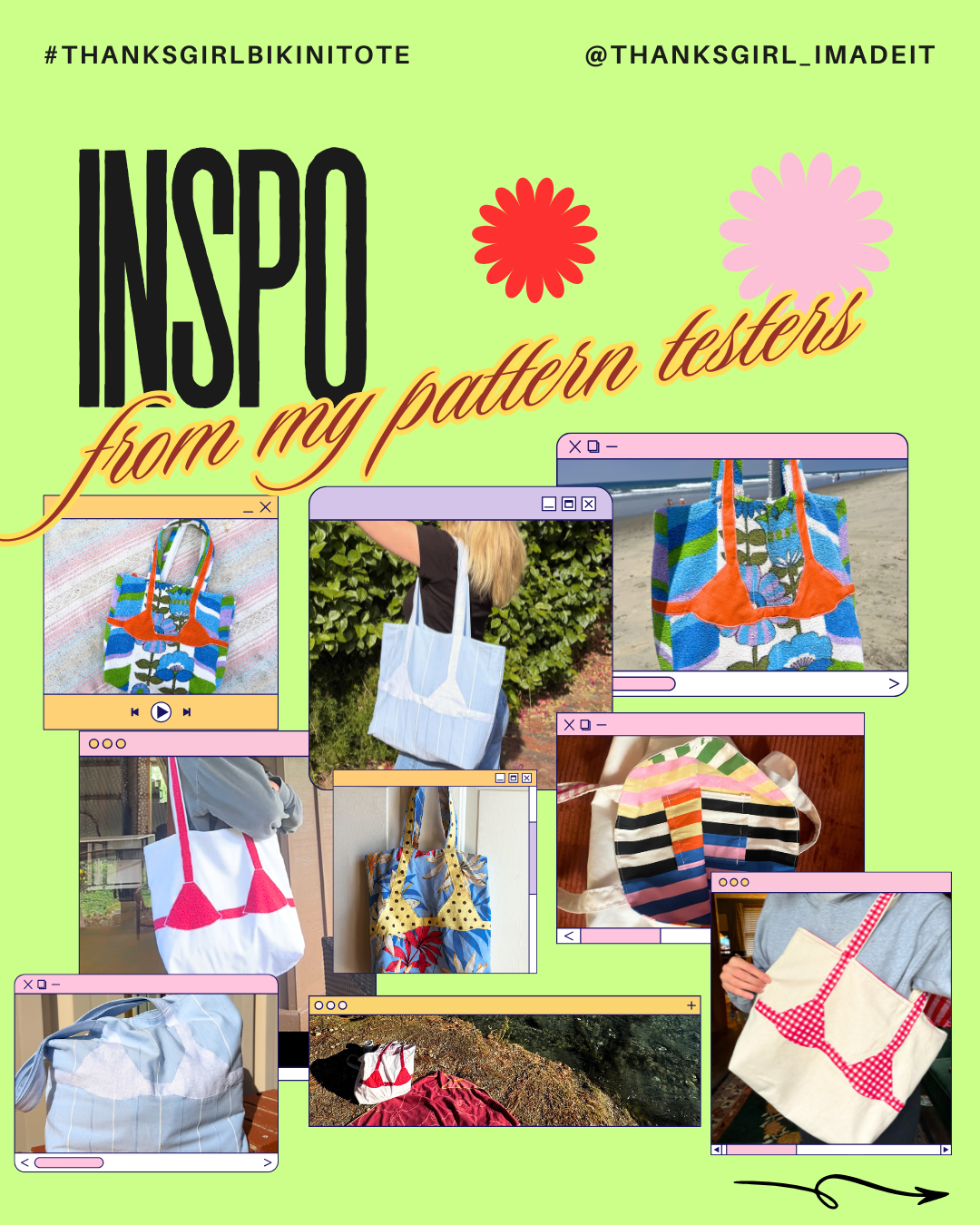 THANKS GIRL BIKINI TOTE SEWING PATTERN