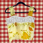 70s Yellow Floral and Lace Tank