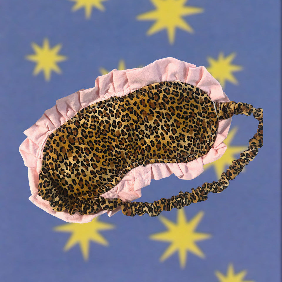 Cheetah with Pink Ruffle Eye Mask
