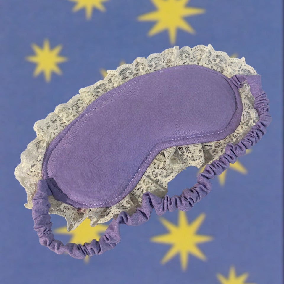 Whimsical Floral Eye Mask with Lace Ruffle